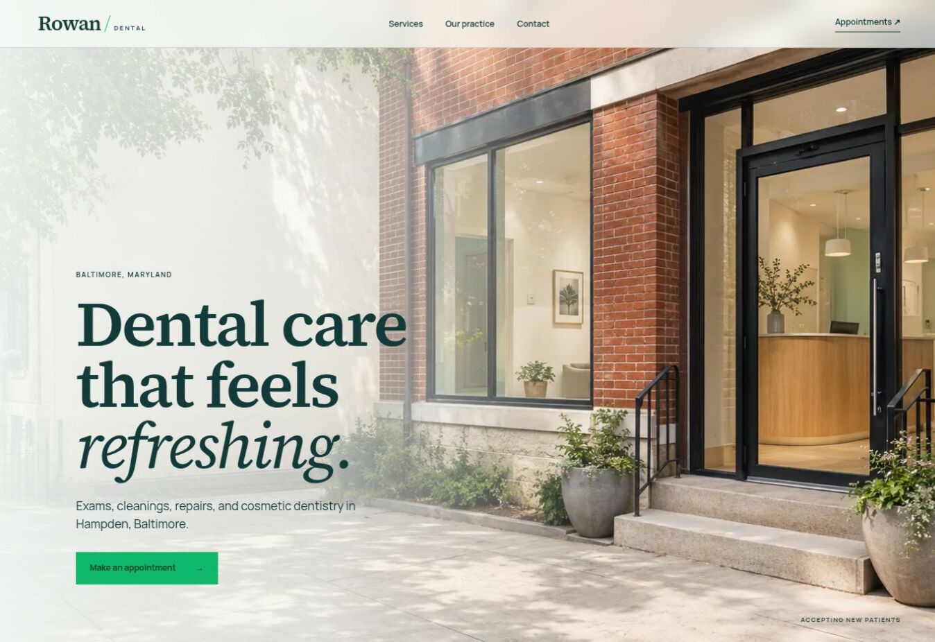 Rowan Dental website homepage