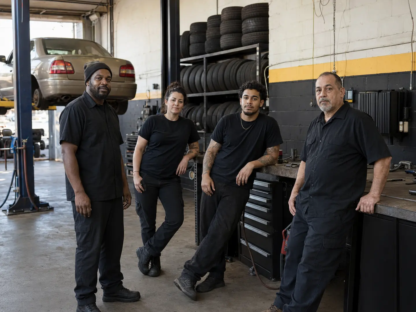 Milemarker technicians standing inside the Baltimore shop